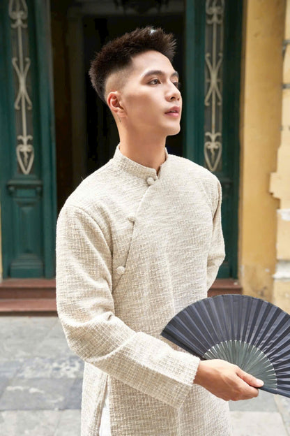 Ivory Ao Dai For Men | Modern Ao Dai Men | Vietnamese Ao Dai | Ao Dai Vietnam