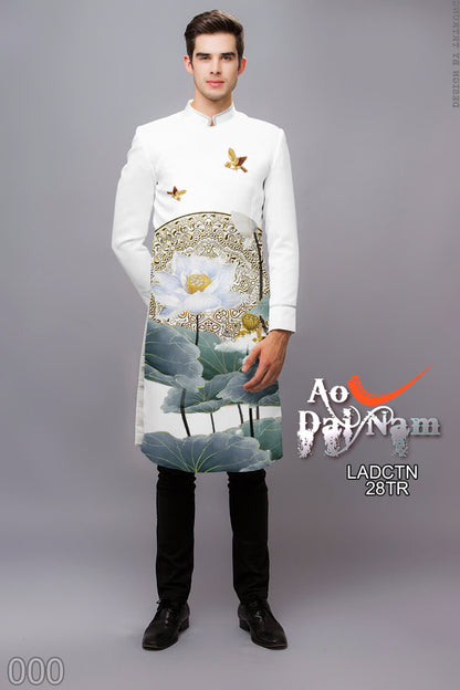 Men's Ao Dai - Lotus 3D Printed Ao Dai For Men