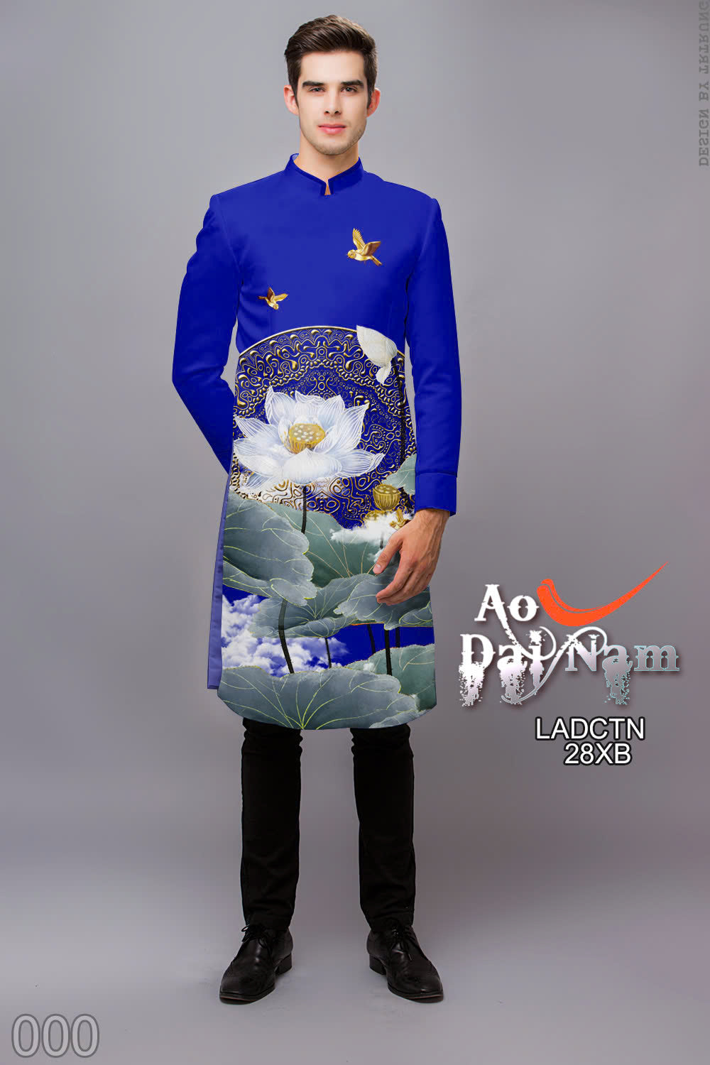 Men's Ao Dai - Lotus 3D Printed Ao Dai For Men