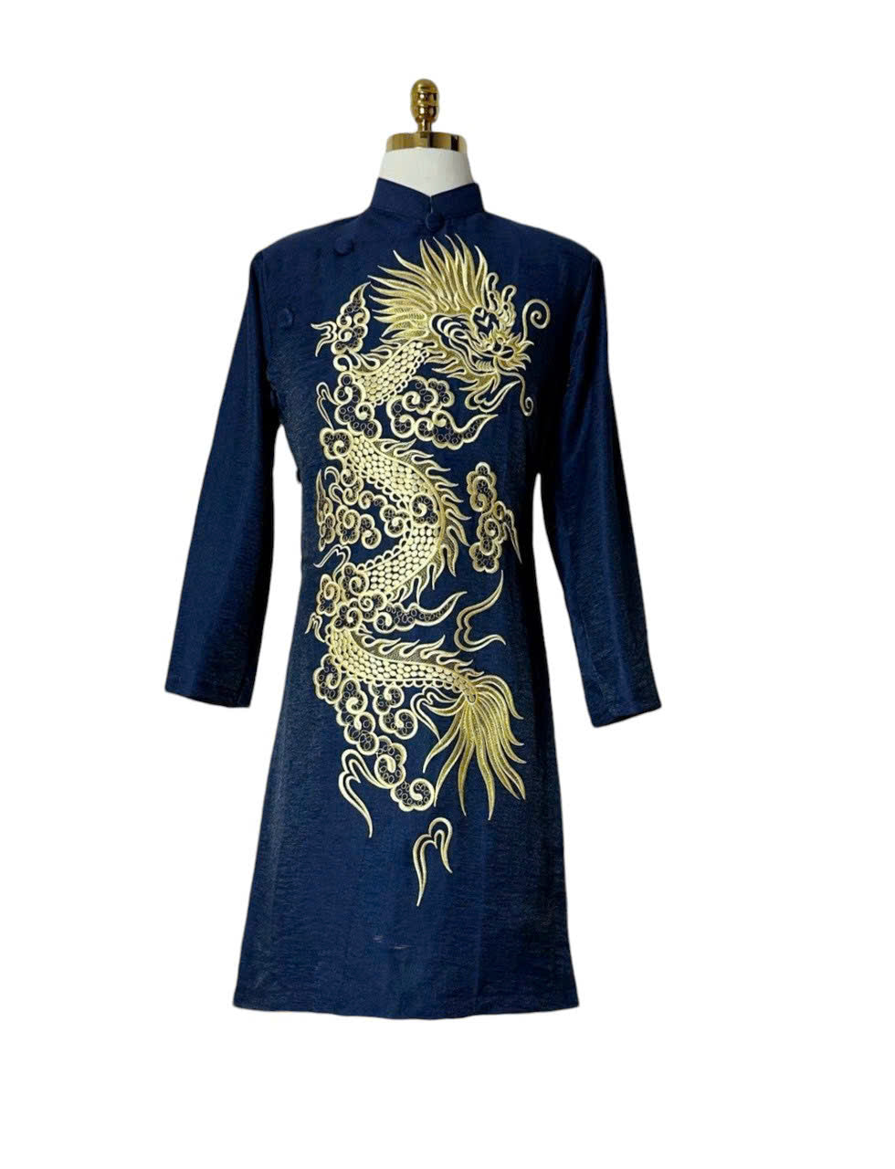 3 Color Ao Dai Men With Golden Dragon Embroidered - Traditional Ao Dai For Men