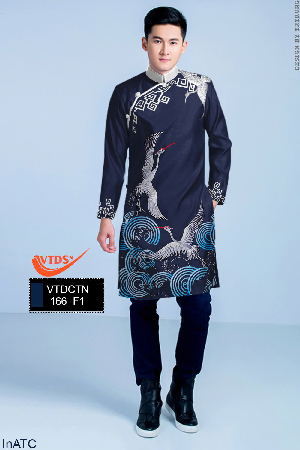 Men's Ao Dai - Crane Pattern Printed Ao Dai