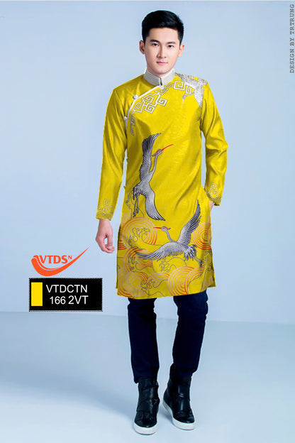 Men's Ao Dai - Crane Pattern Printed Ao Dai