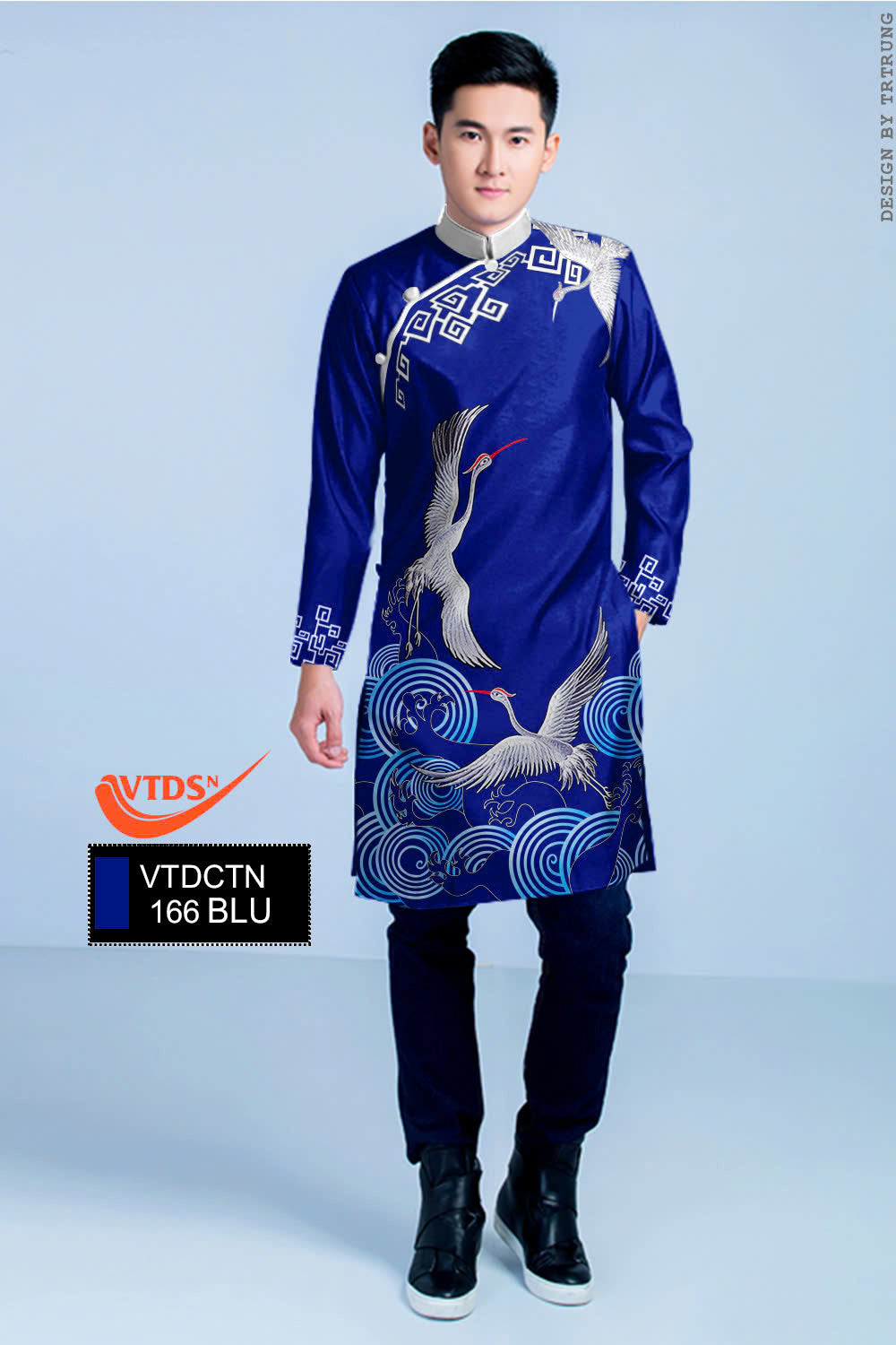 Men's Ao Dai - Crane Pattern Printed Ao Dai