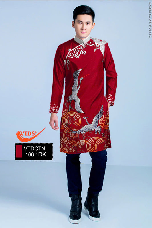 Men's Ao Dai - Crane Pattern Printed Ao Dai