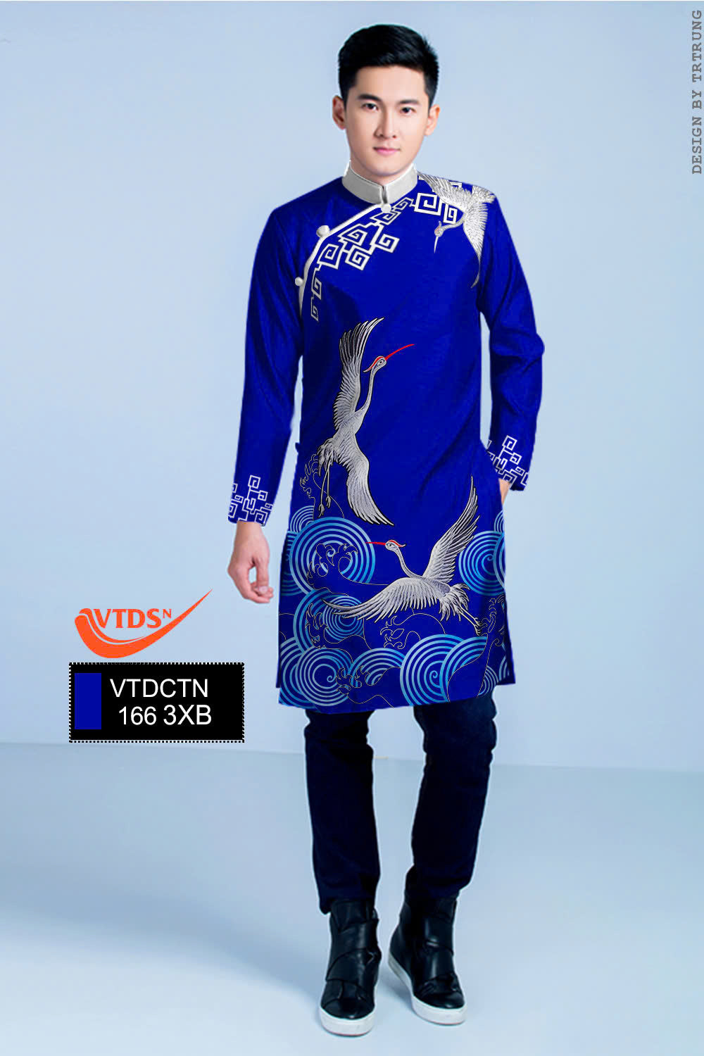 Men's Ao Dai - Crane Pattern Printed Ao Dai