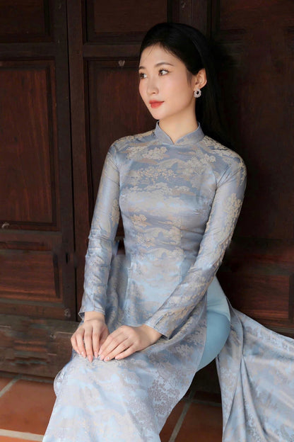 Gray Silk Vietnamese Ao Dai | Áo Dài Truyền Thống | Women Ao Dai