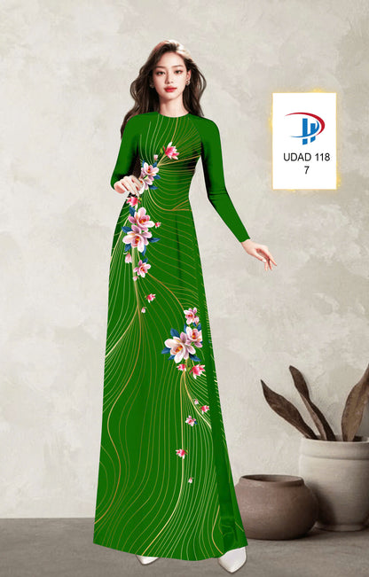 3D Floral Ao Dai - Vietnamese Long Dress Ao Dai - Round Neck- Full colors