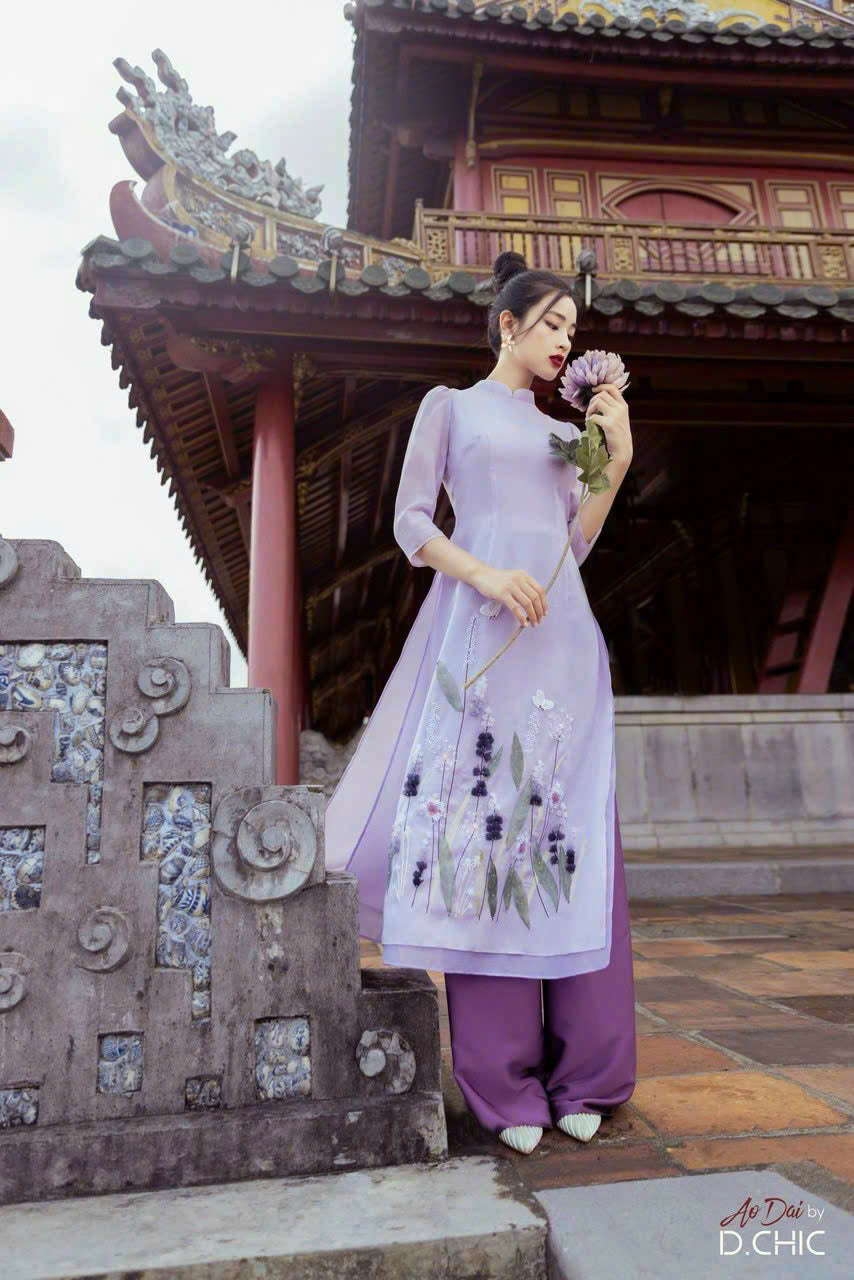 Purple Floral Garden Ao Dai Dress | Vietnamese Ao Dai