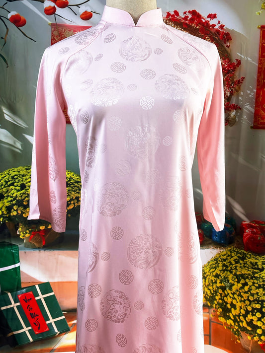 Pre-made: Pink Silk Ao Dai Top- No Pant | Áo Dài Truyền Thống