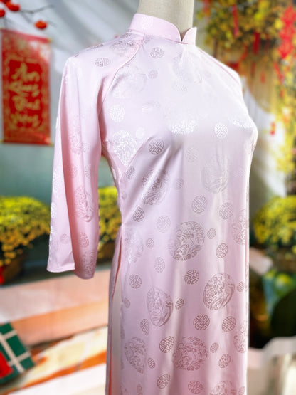 Pre-made: Pink Silk Ao Dai Top- No Pant | Áo Dài Truyền Thống