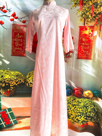 Pre-made: Pink Silk Ao Dai Top- No Pant | Áo Dài Truyền Thống