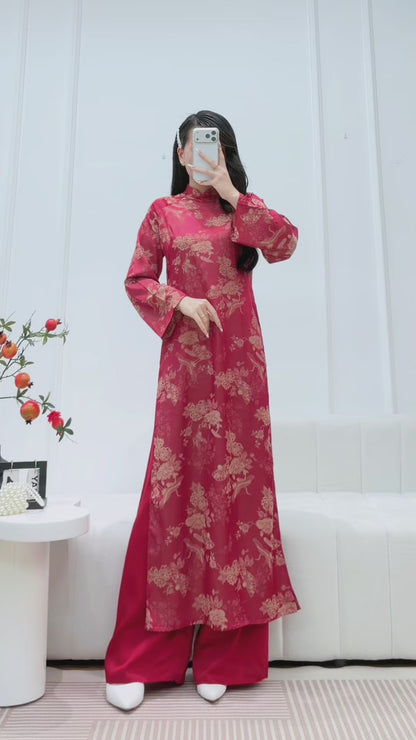 Red Floral Ao Dai | Modern Vietnamese Ao Dai