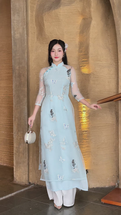 JANE Pastel blue ao dai set | Traditional ao dai Vietnamese