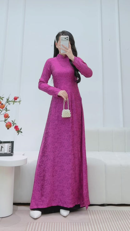 Pre-order: Traditional Vietnamese Ao Dai Dress - Áo Dài Tơ Lụa Vân Sắc