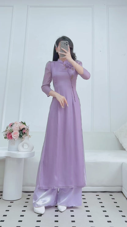 Pre-made Vietnamese Ao Dai For Women | Vietnamese long dress with Pants