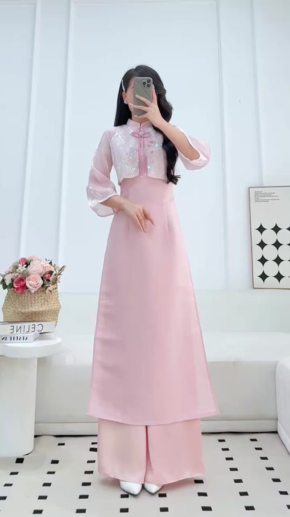 AINGEAL Vietnamese Long Dress | Vietnamese Traditional Ao Dai For Women