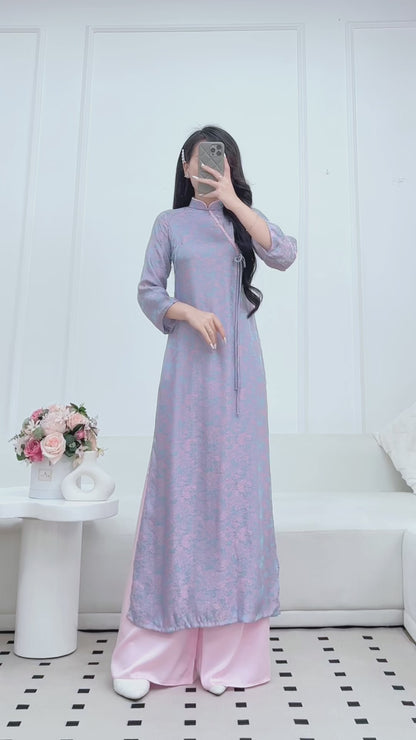 Pre-made Pastel Purple Vietnamese Ao Dai For Women | Vietnamese long dress with Pants