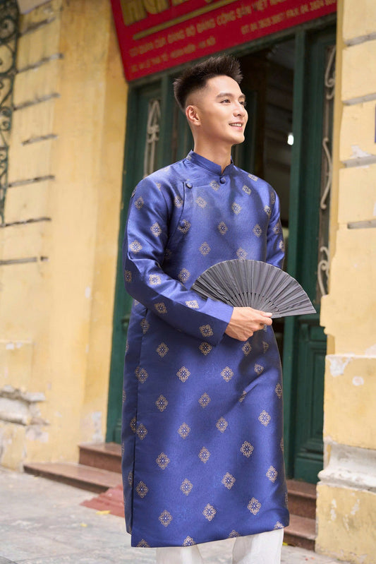 JACK Navy Blue Men's Ao Dai | Wedding Ao Dai For Men - Vietnamese Long Dress
