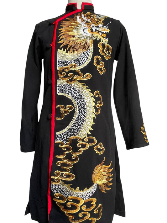 Black Dragon Embroidered Ao Dai For Men - Traditional Ao Dai Men