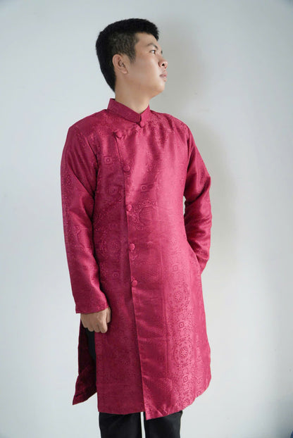 Red Gấm Groom Ao Dai Vietnam | Wedding Ao Dai For Men