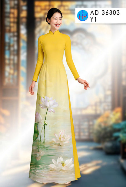 Pre-order: 3D Printed Women Ao Dai Set| Traditional ao dai Tet | Lotus Flowers ao dai silk