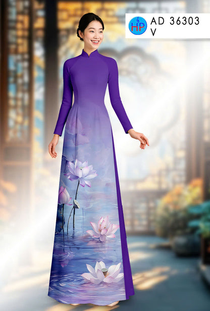 Pre-order: 3D Printed Women Ao Dai Set| Traditional ao dai Tet | Lotus Flowers ao dai silk