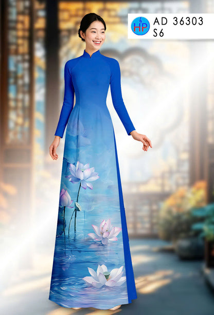 Pre-order: 3D Printed Women Ao Dai Set| Traditional ao dai Tet | Lotus Flowers ao dai silk