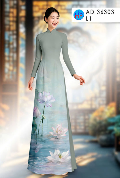 Pre-order: 3D Printed Women Ao Dai Set| Traditional ao dai Tet | Lotus Flowers ao dai silk