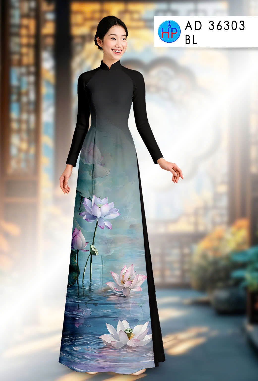 Pre-order: 3D Printed Women Ao Dai Set| Traditional ao dai Tet | Lotus Flowers ao dai silk