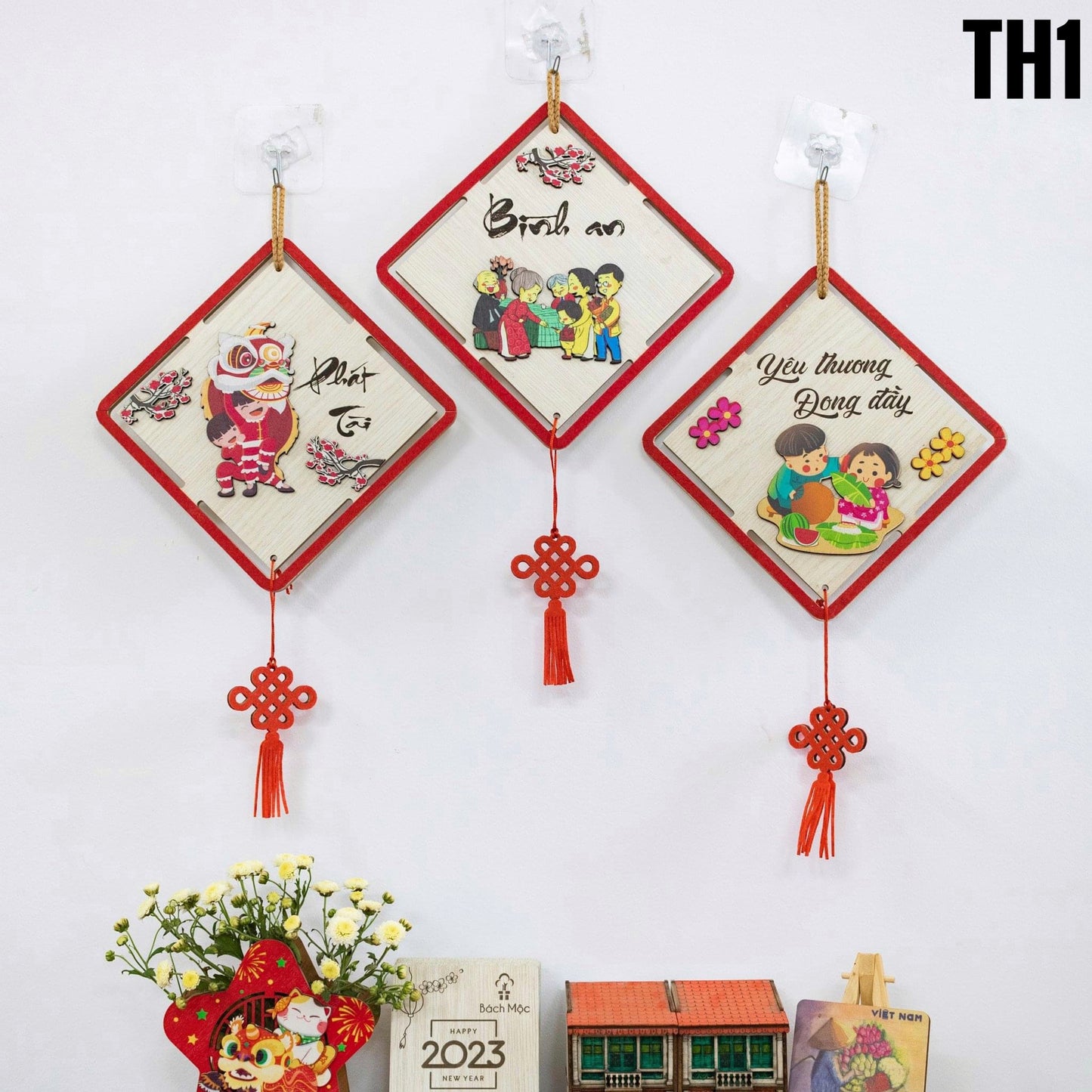 Tết Decoration | Vietnamese Decorative Wood Board Decor | Vietnamese Quotes Hanging Board