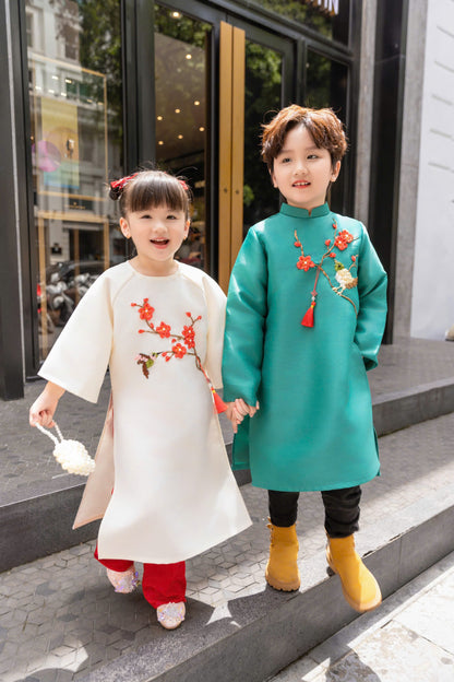 Floral Ribbon Sibling Ao Dai - Ao Dai For Kids