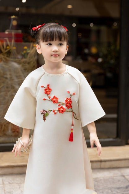 Floral Ribbon Sibling Ao Dai - Ao Dai For Kids