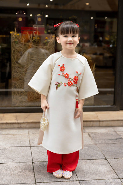 Floral Ribbon Sibling Ao Dai - Ao Dai For Kids