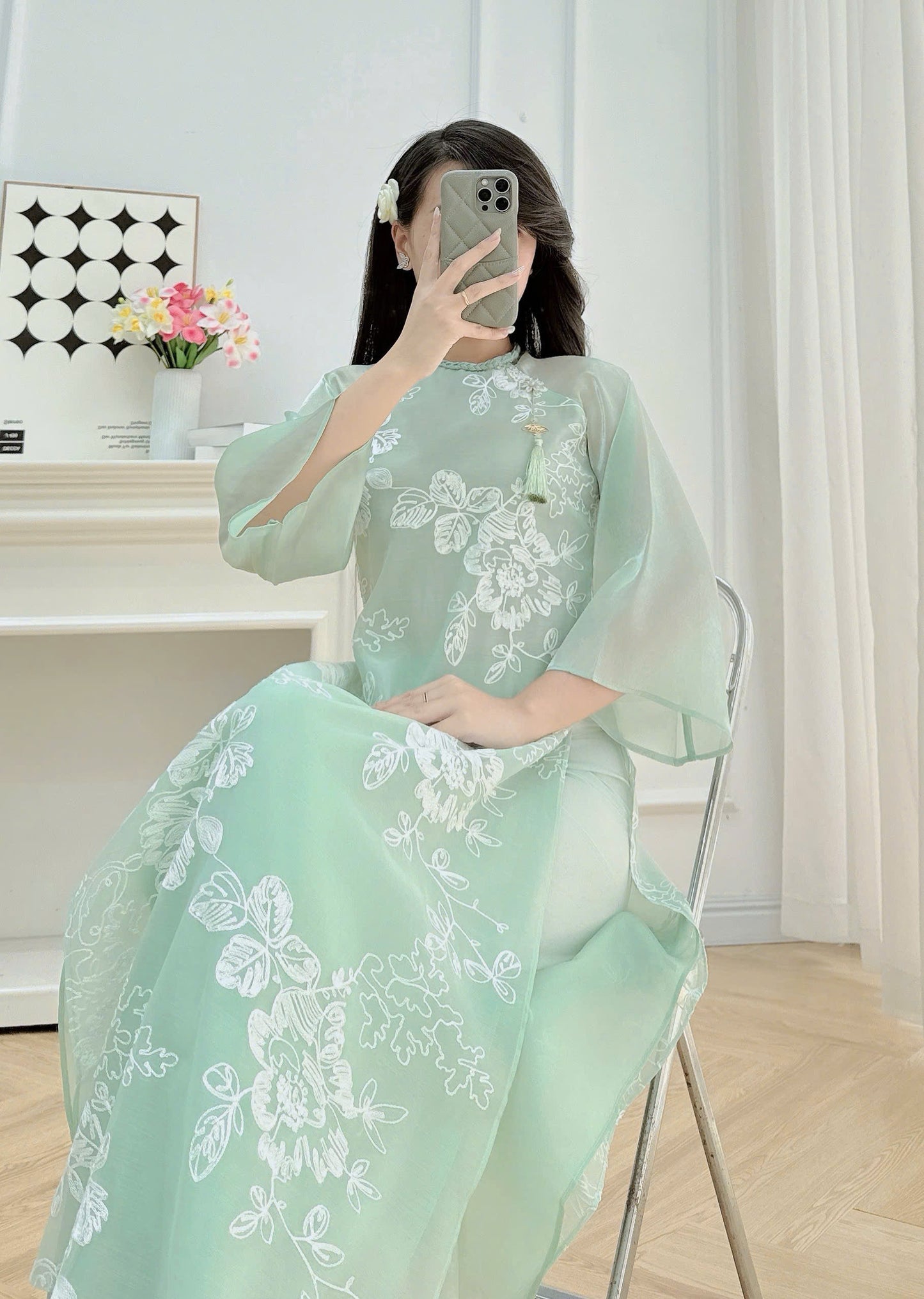 LINH LAN Light Green Ao Dai Set  | Vietnamese ao dai for women