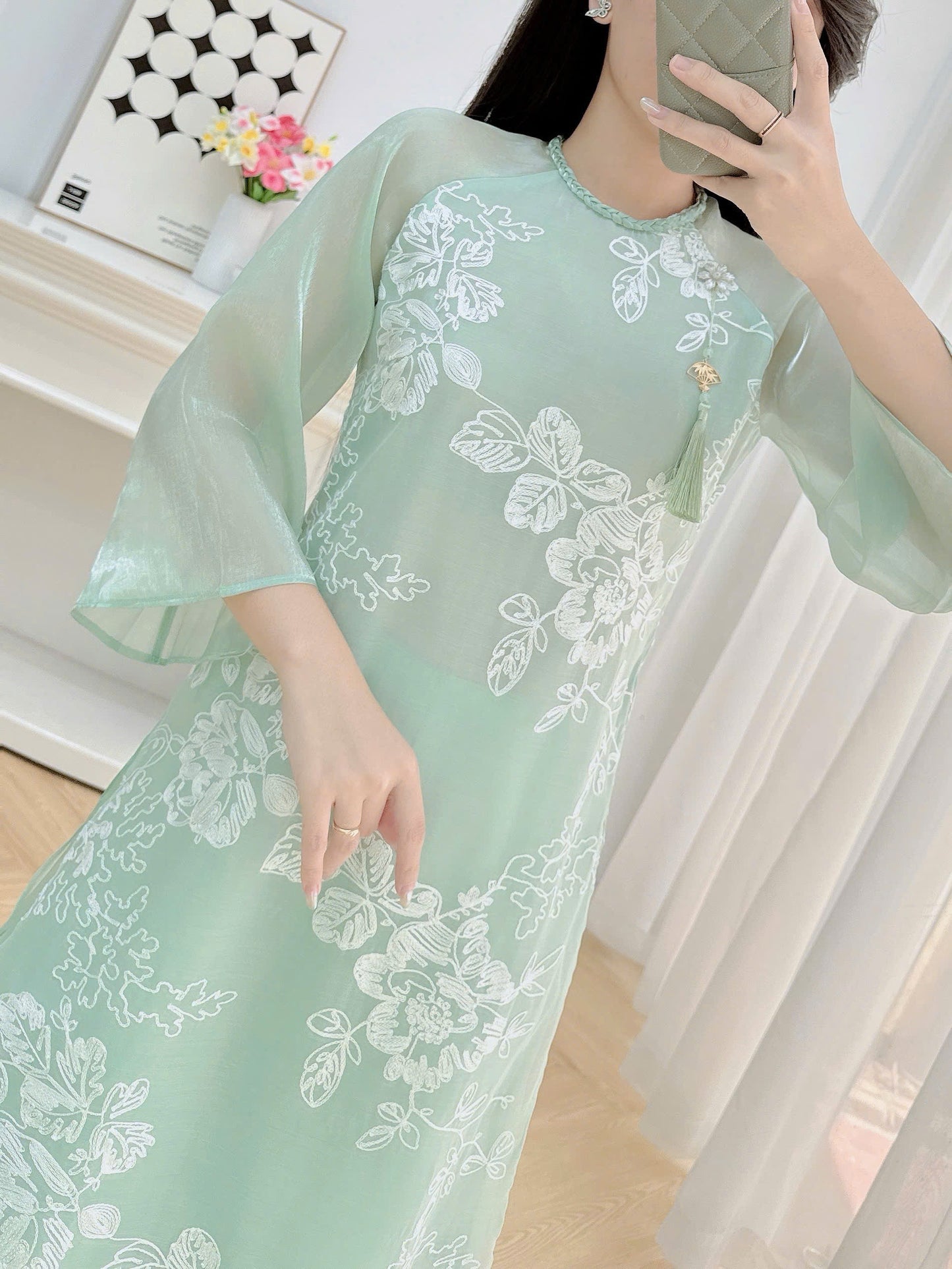 LINH LAN Light Green Ao Dai Set  | Vietnamese ao dai for women