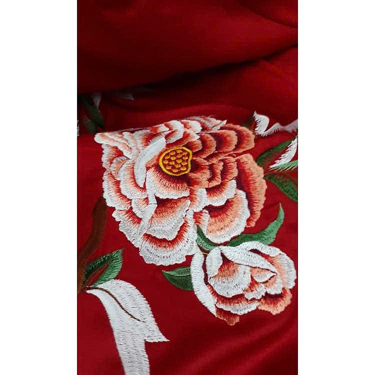 Red Lụa Mỹ Ao Dai | Rose Embroidered Ao Dai Women