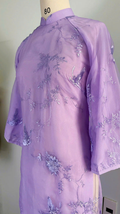 EVA Deep purple loosing ao dai | Women ao dai Vietnamese | NO pants