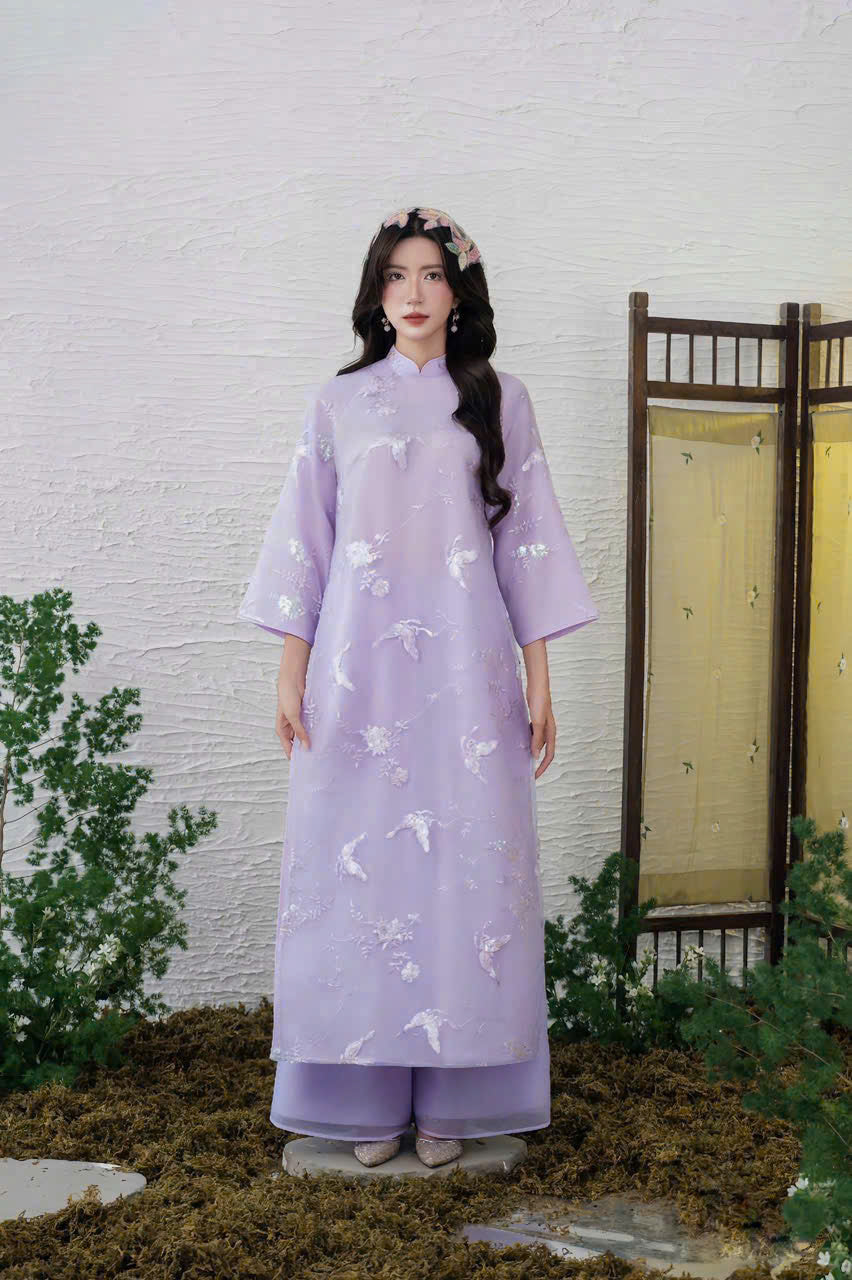 EVA Deep purple loosing ao dai | Women ao dai Vietnamese | NO pants