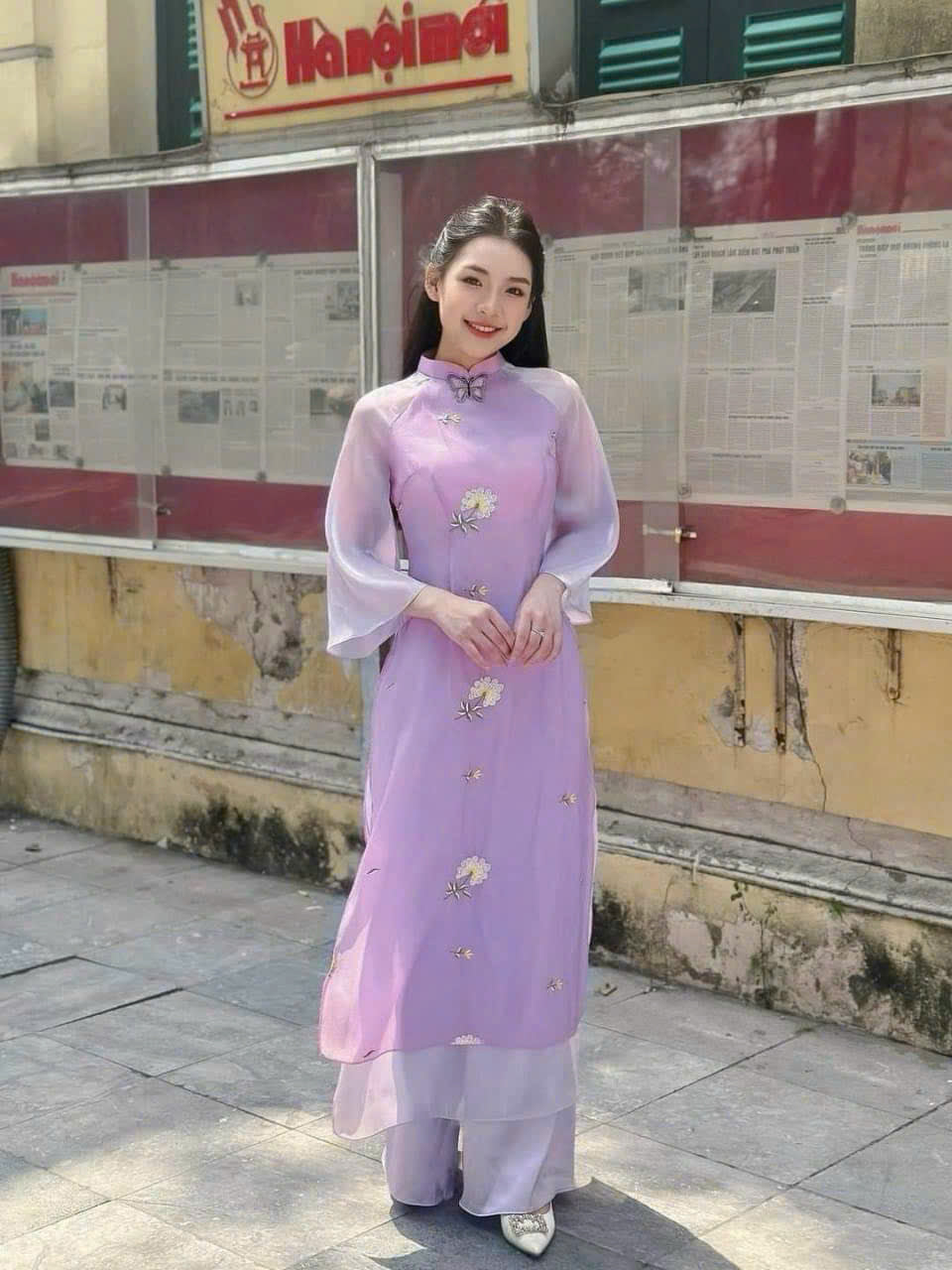 Purple Floral Embroidered Ao Dai - Women Ao Dai Set | Ao dai for New Year