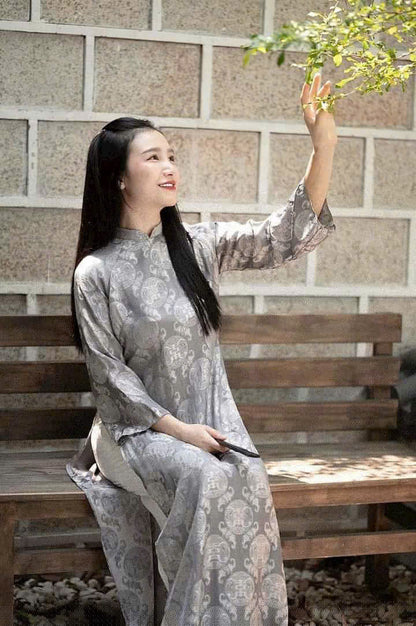 Shifted THO Brocade Ao Dai - NO Pants | Traditional Vietnamese Dress | Áo Dài Truyền Thống