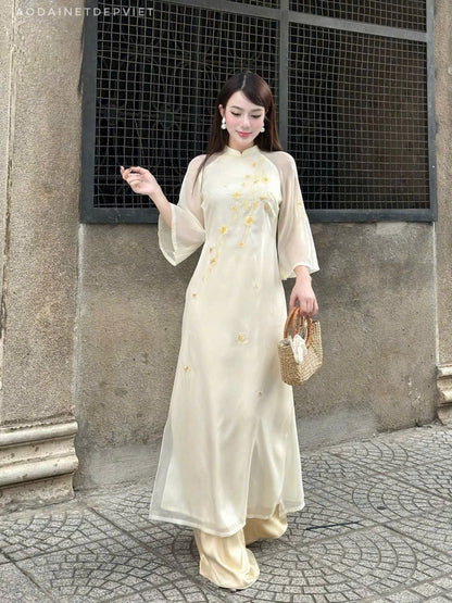 Butter Yellow Women Ao Dai | Vietnamese Modernized Dress