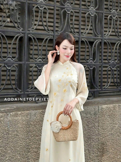 Butter Yellow Women Ao Dai | Vietnamese Modernized Dress