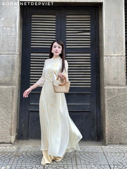 Butter Yellow Women Ao Dai | Vietnamese Modernized Dress