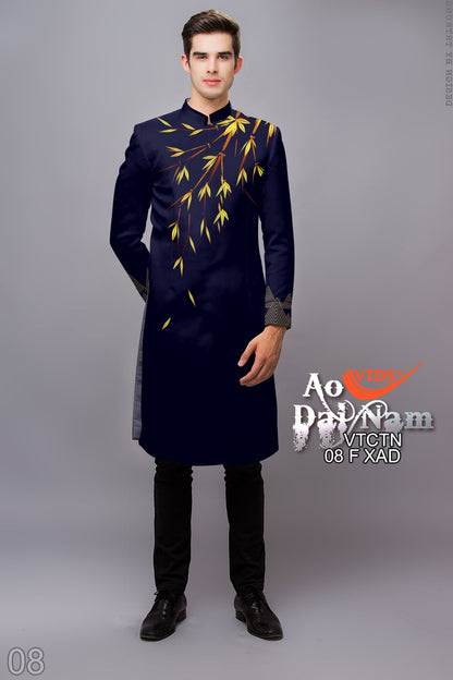 Men's Ao Dai - Bamboo Pattern Printed Ao Dai | Modern Ao Dai Men