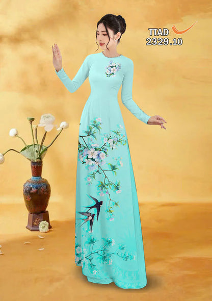 Pre-order: 3D Printed White Blossom Ao Dai | Traditional Vietnamese Dress for Women