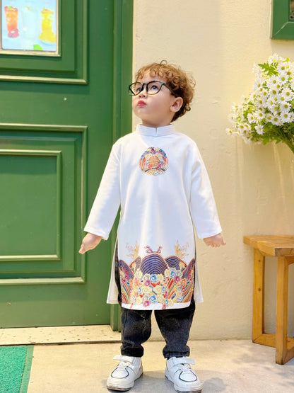 White Thuy Mac Ao Dai Boy - Boy's Dress