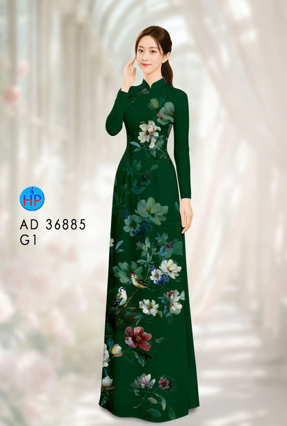 Pre-order: Vietnamese Ao Dai for Women – Printed Floral Traditional Dress, Lunar New Year, Elegant Vietnamese Dress
