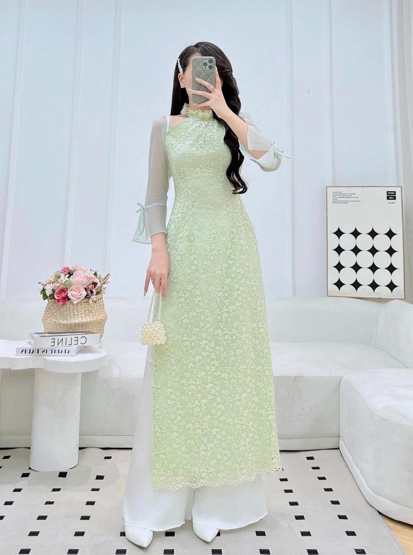 CELESTE Ao Dai Long Dress | Vietnamese Traditional Ao Dai Set