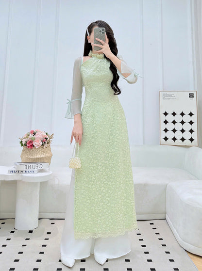 CELESTE Ao Dai Long Dress | Vietnamese Traditional Ao Dai Set