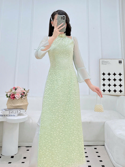 CELESTE Ao Dai Long Dress | Vietnamese Traditional Ao Dai Set